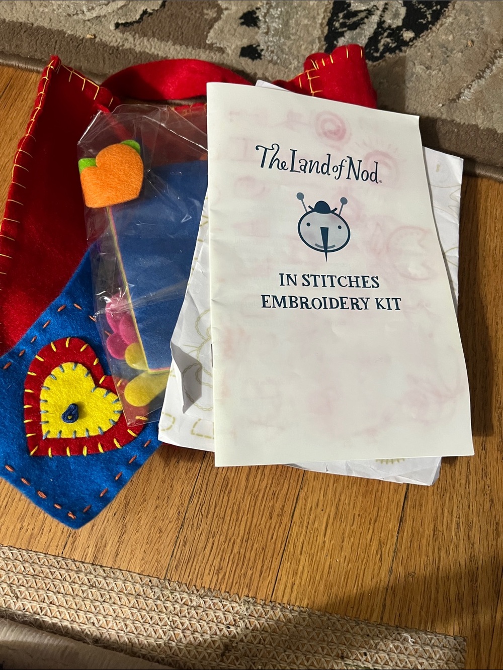 The Land of Nod Felt Embroidery Kit with Blue, Red, Yellow & Pink Accents